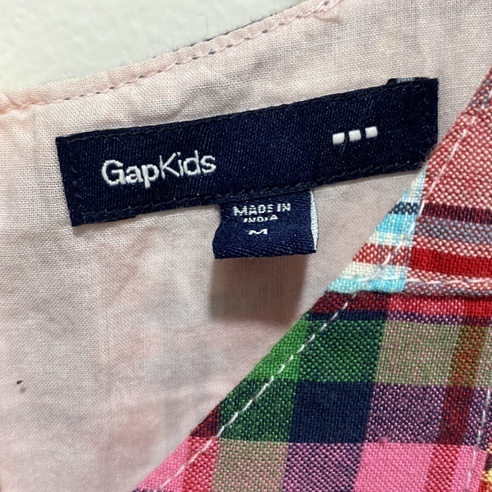 Gap Kids Outlet Girls Madras Sleeveless dress, Medium plaid Classic 🌟 - Picture 2 of 7
